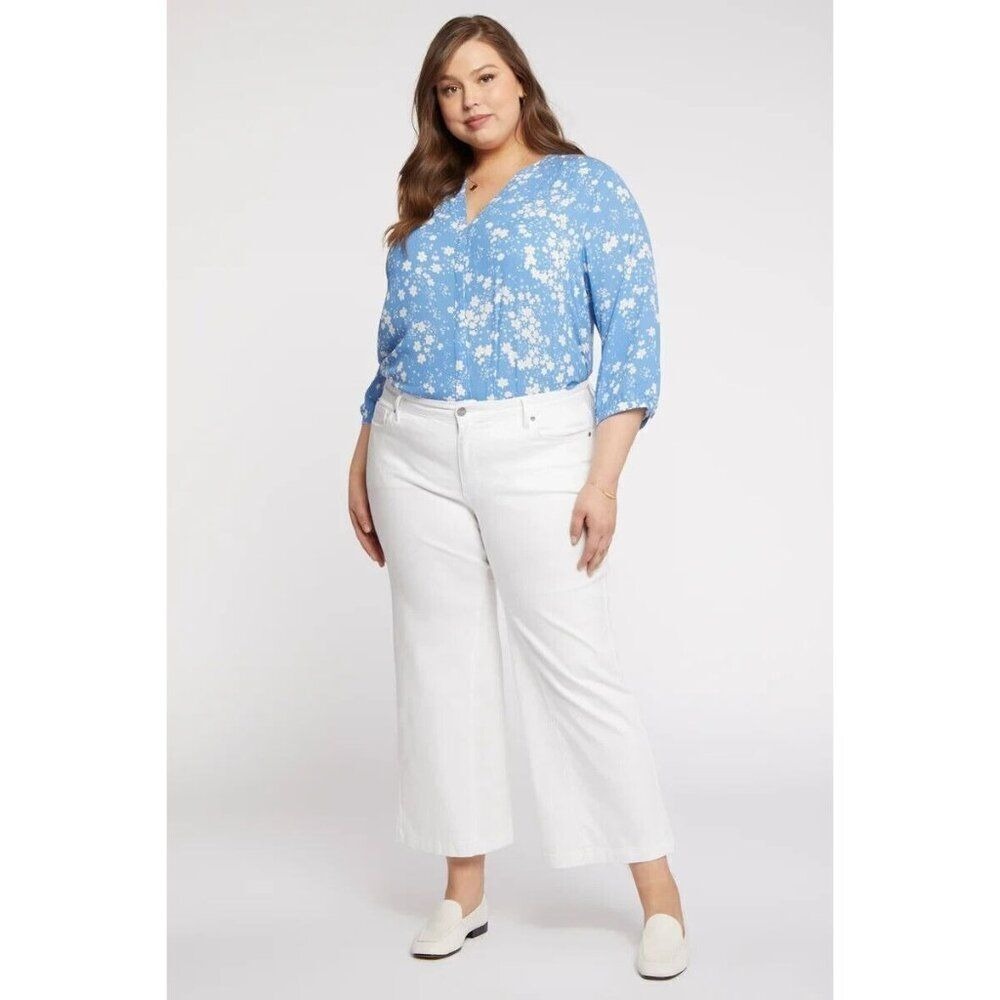 NYDJ Teresa Wide Leg Ankle Jeans Womens‎ 26W Optic White WFOZKA8105